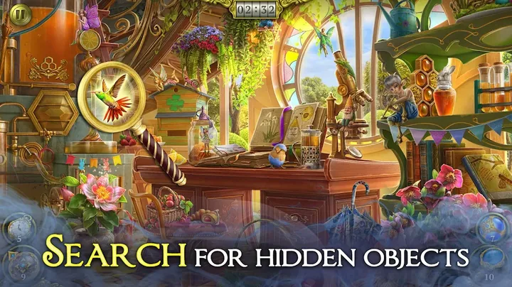 Növényekkel teli üvegház-műhely a Hidden City egyik keresőjelenetében